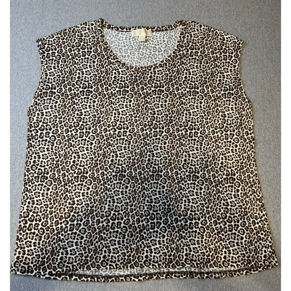 Michael Kors Women's Cheetah Animal Print Sleeveless Blouse  Size 2X‎ Cotton